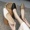 New Women's Shoes Summer Fashion Slip On Shallow Women's Single Shoes Concise Soft Leather Ladies Heeled Shoes Female Pumps