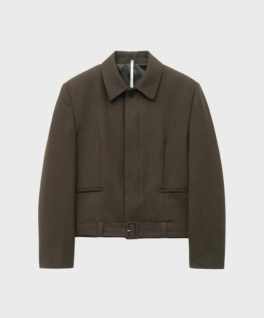Noirer Lux Wool Belted Crop Jacket (Brown)
