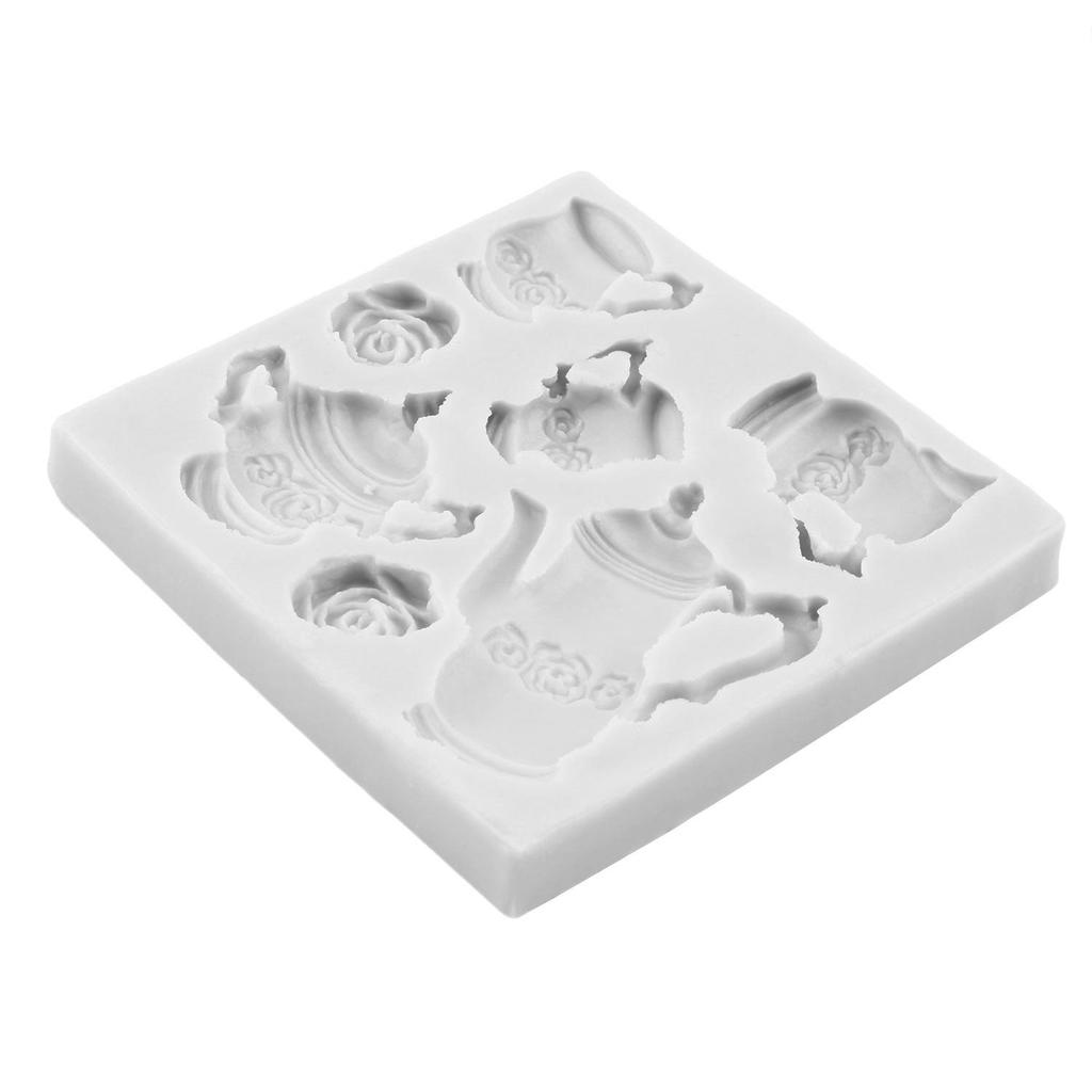 Форма из силикона для чаепития Чайник Чайная чашка Формы для мастики Инструменты для украшения торта Топпер для кекса Конфета Смола Глина Шоколад Форма для гампасты