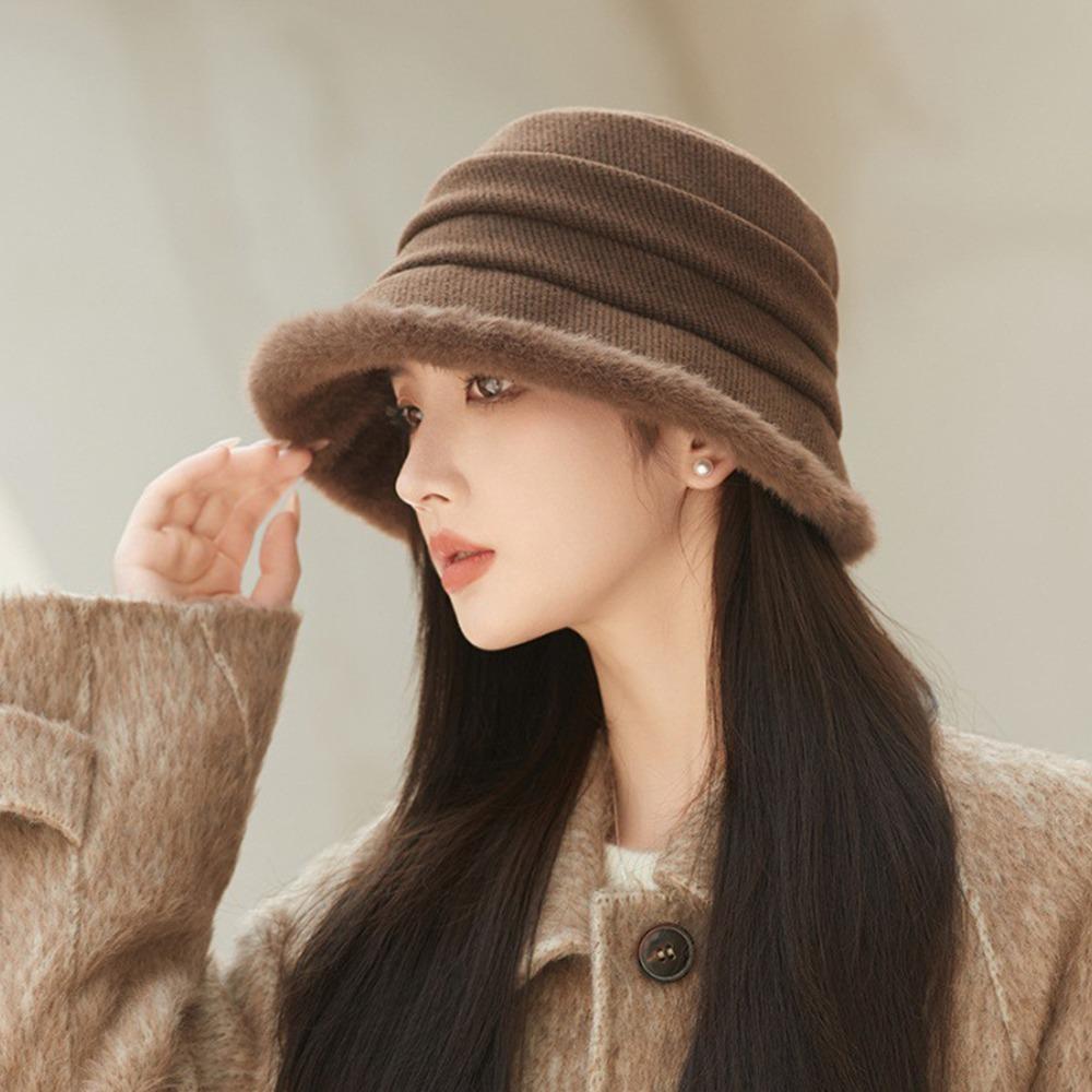 Толстая плюшевая женская шапка-рыболов, защита ушей, теплая шапка-ведро, зимняя теплая панама для женщин