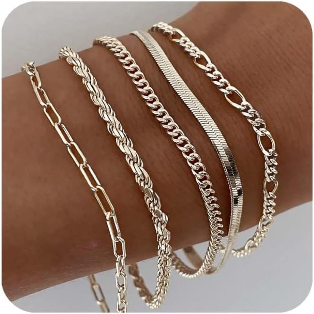 Bracelets for Women, Jewelry Sets for Women Cute Tennis Beaded Bracelets for Women Cuban Link Paperclip Chain Dainty Bracelet Pack Gifts for Women