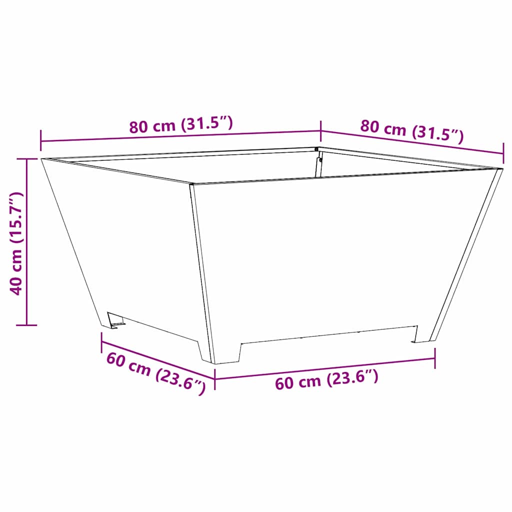 Fire Pit Brown 80 x 80 x 40 cm Weatherproof Steel