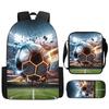Youth Football Player Print Backpack School Kids Large Capacity Dual-Shoulder Bag Breathable Lightweight Unisex Oxford