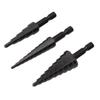 3Pcs High Speed Steel Step Drill Bit Set Hex Handle Step Drill Bit for Metal Wood Insulation Plate