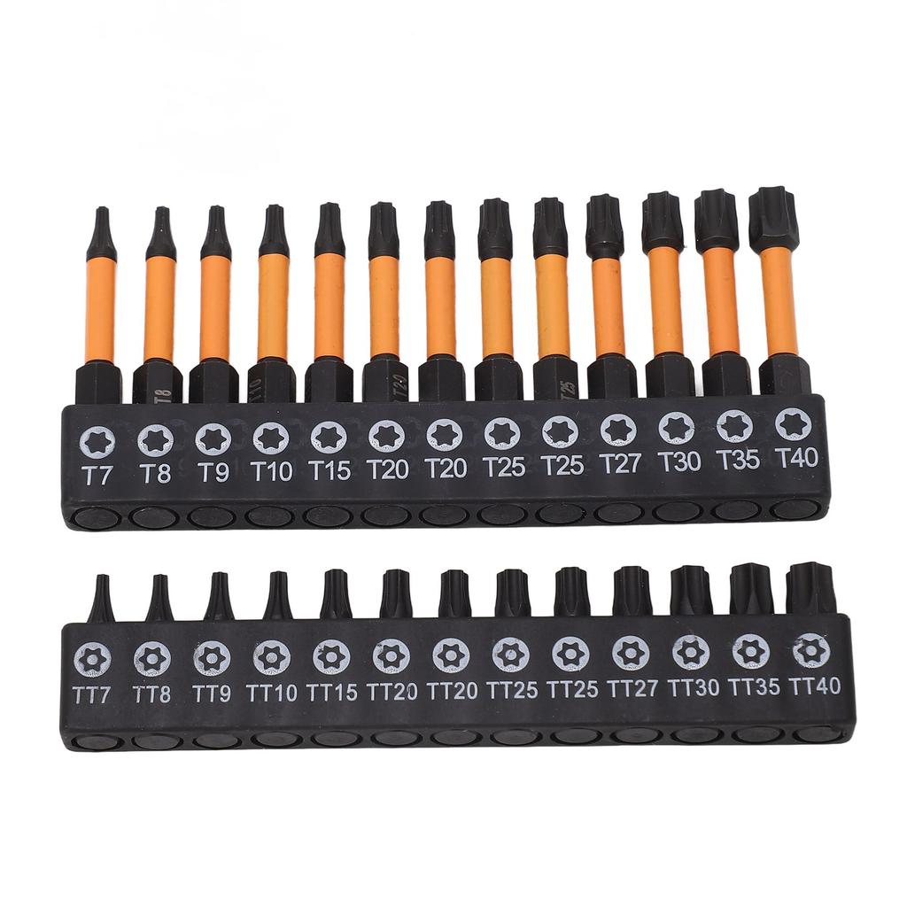 26Pcs Screwdriver Bit Star S2 Alloy Steel 14in Hex Shank Screwdriver Bit for Maintenance