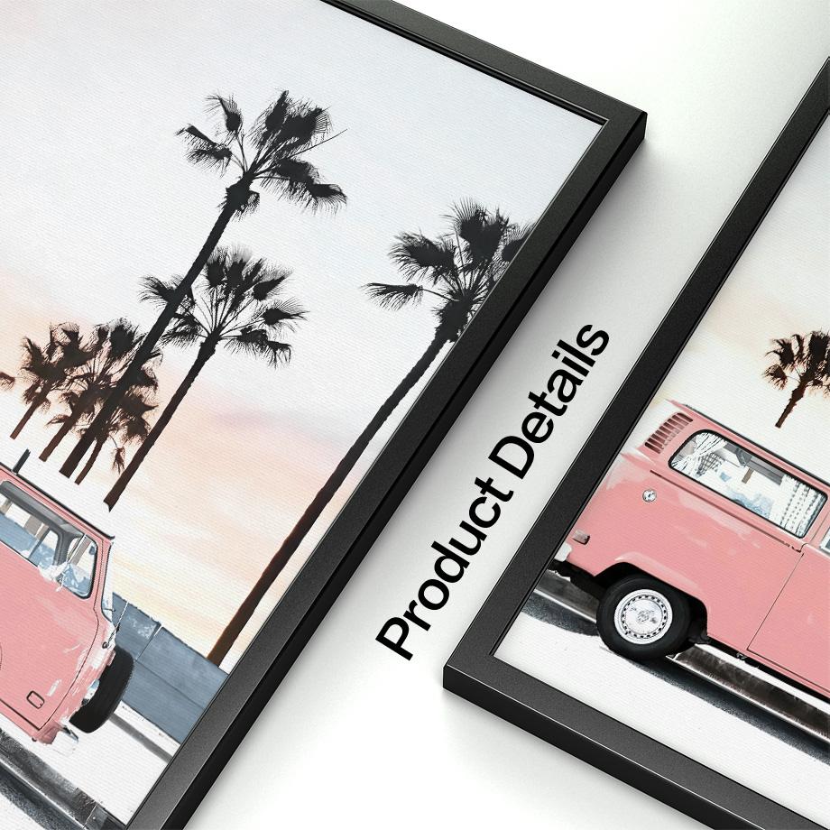 Настенная картина на холсте, доска для серфинга, девушка, розовое морское побережье, винтажный фургон, украшение для гостиной, постеры и принты, настенные панно