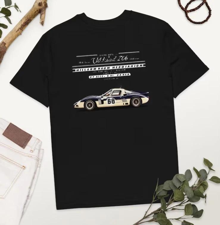 Weiß Blau Rennauto 100% Cotton T-shirt Mens Tees Top - Vintage Motorsport Grafik 100% Cotton T-shirt Mens Tees Top Unisex