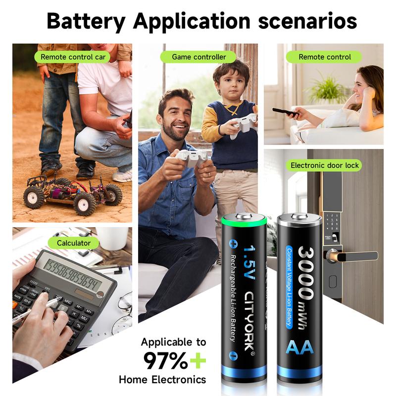 CITYORK 1.5V AA AAA Li-ion Аккумулятор 1.5V AA+AAA Перезаряжаемый Аккумулятор AA AAA Элементы С Кейсом для Батареек на 8 Слотов
