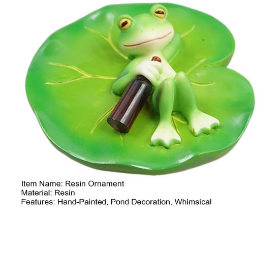 Garden Floating Frog Figurine Pond Frog Decoration Resin Drunken Frog Lying On Lily Pad Statue for Aquarium Pond Fish Tank