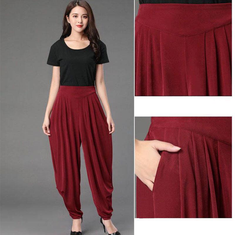 Spring Summer Women Fashion Harem Pants Elastic Band High Waist Loose Wide Leg Loose Casual Solid Harajuku Radish Trousers