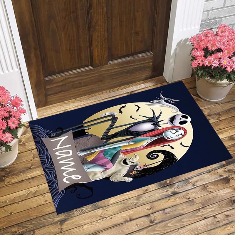 Personalized Name Nightmare Before Christmas Living Room Non-Slip Area Rug Soft Carpet for Bedroom Kids Playroom Sofa Office Home Decor Doormat