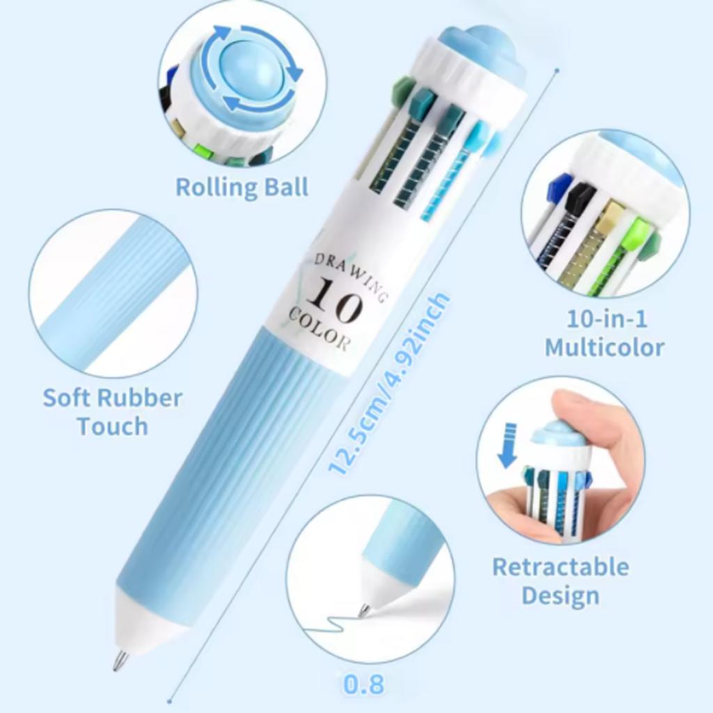 Xiaomi 1/6 Pack Multicolor Pens, 10-60 Colors,10-in-1 Colored Ballpoint Pen,0.8mm Writing,Retractable Ballpoint Pens office accessories