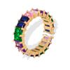 Dopamine Geometric Colorful Zircon Open Ring Copper Material Personalized Niche Design Pair Ring Light Luxury Retro Ring