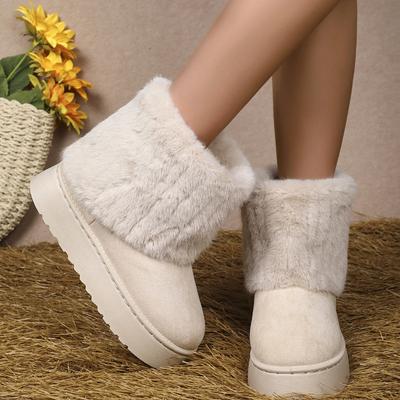 2024 Теплые зимние ботинки на толстой подошве, корейская версия, замшевые, средней высоты, удобные зимние хлопковые ботинки для снега, теплые, удобные, с рукавами, для женщин