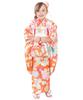 Kimono Set for Set Patterned Nagajuban Hair Drawstring Zori Waist and Tabi Orange and Butterfly [KYOETSU] Shichi-Go-San Ceremony, 3-Year-Old Girl,