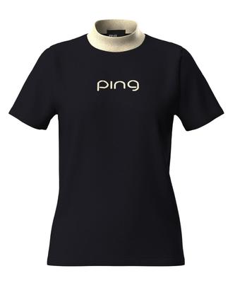 Женский трикотажный гольф с коротким рукавом и высоким воротником S [Pin Apparel] (Логотип бренда) / / 622-4275804 010_Черный