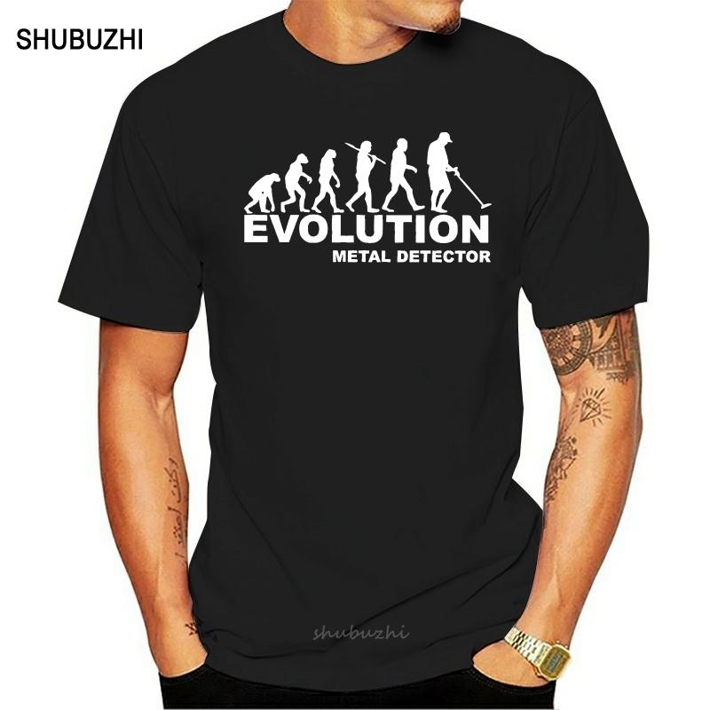 Evolution Metal Detector T Shirt Coils Trowels Bags Headphones Detecting Short Sleeves Cotton Fashion T Shirt 019354