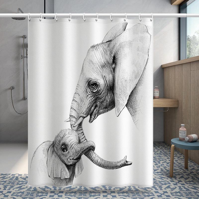 Bathroom Thickened Waterproof Curtain Mildew Proof Shower Curtain Shower Partition Curtain Shower Curtain Bathroom Curtain Free Perforation
