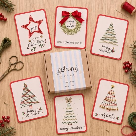 Рождественский набор String Art, Набор для создания открыток Merry DIY, Швейный проект для начинающих со стежками вышивки, Дизайн со снежинкой, Праздничный набор для начинающих