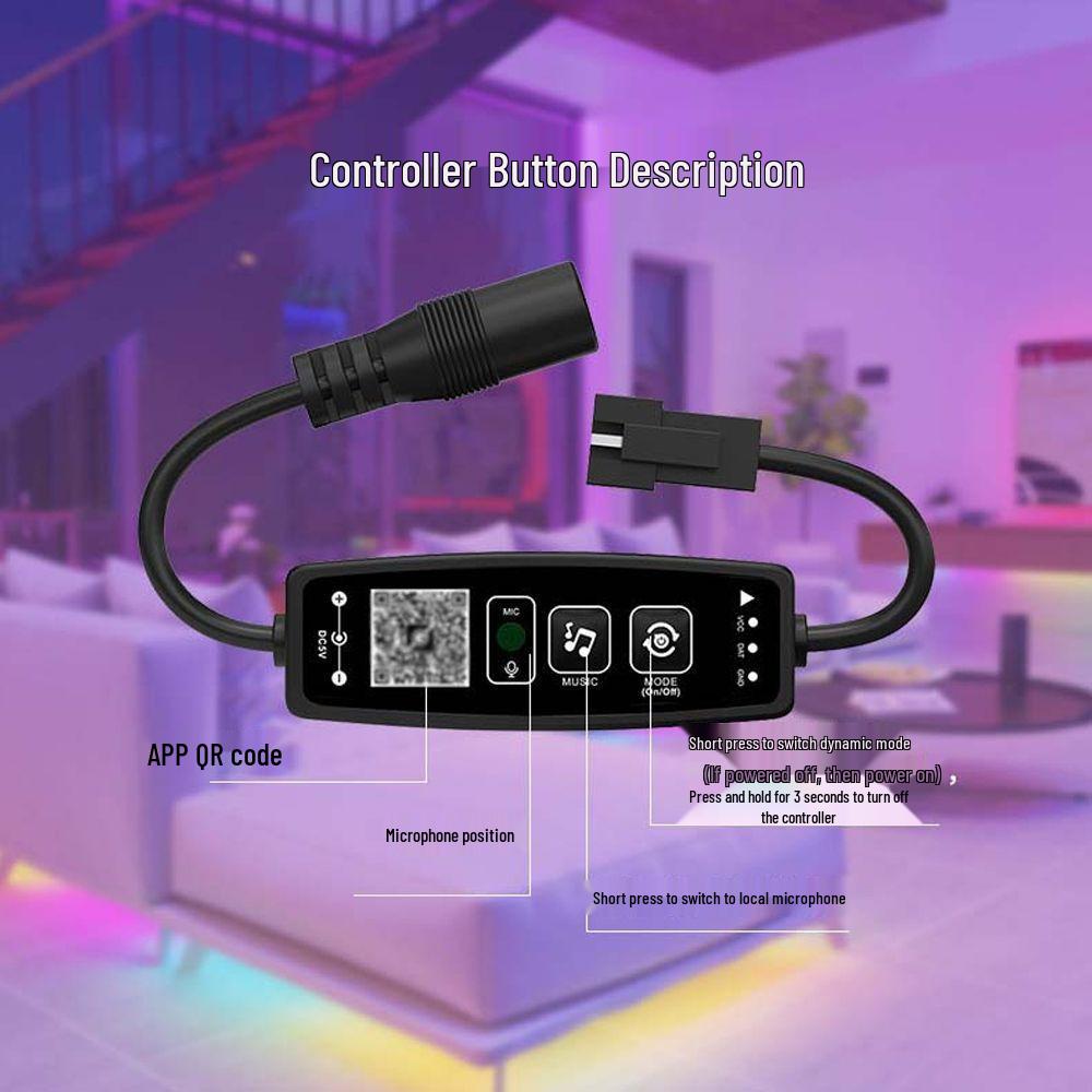 Беспроводной Bluetooth LED контроллер с 28 кнопками, синхронизацией с музыкой и диммированием полного цвета