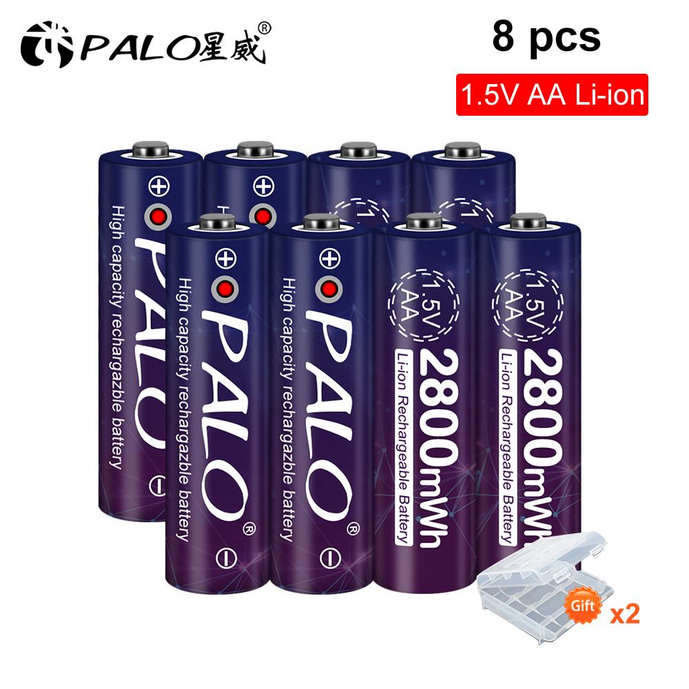 PALO AA Li-ion Rechargeable Battery HR6 2800mWh 1.5V AA Lithium Ion Batteries 2AAA Battery For MP4 Mouse