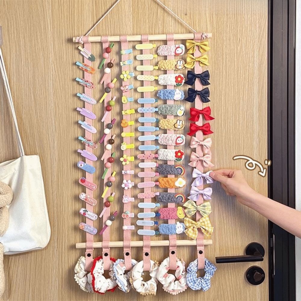 Настенный органайзер для бантов на волосы Экономия места Вешалка для детских аксессуаров для волос Хранение заколок для волос Спальня
