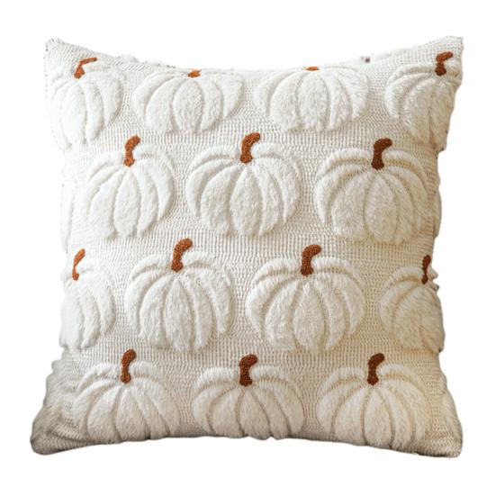Decorative Pillow Case Embroidery Maple Leaves Pumpkin Pattern Pillow Cover Removable Easy To Clean Washable Throw Pillow Case