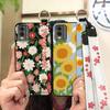 Waterproof Back Cover Phone Case For Nokia C32 Anti-dust Flower Kickstand Wrist Strap Phone Holder Shockproof Wristband
