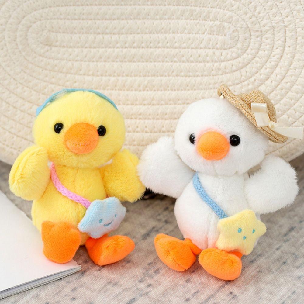 Меховой плюшевый брелок в виде утки, кавайная соломенная шляпа, брелок в виде утки, забавная повязка на голову, плюшевые утки, кулон унисекс