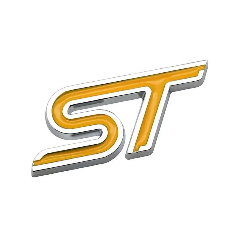 AJG1 3D Metal ST Badge Decal Car Body Emblem Rear Trunk Sticker for Ford Everest Fiesta Focus Mondeo Ranger Mustang Transit Explorer