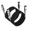 XLR Cable Pack, FIBBR Microphone Cable Nylon Braided XLR Male To Female Heavy Duty Balanced Mic Cord Compatible with Preamps/Speaker Systems, Etc. (3M