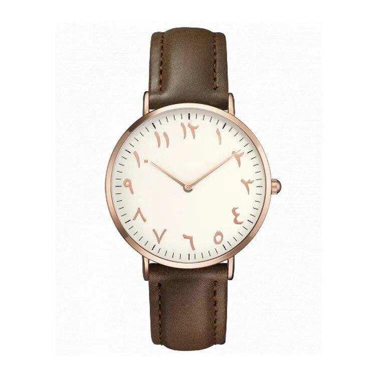 Men Women Watch with Conceptual Numbers Display Dial Simple Quartz Watches Ladies Clock Female Vintage Fashion Reloj Wristwatch