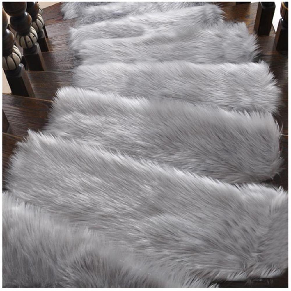 Imitation Wool Stair Mats Carpet Anti-slip Steps Plush Floor Mats Warm Floor Mats For Home Bedroom