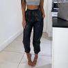 Womens Ladies Faux Leather High Waist Joggers Jogging Bottoms Pants Trousers