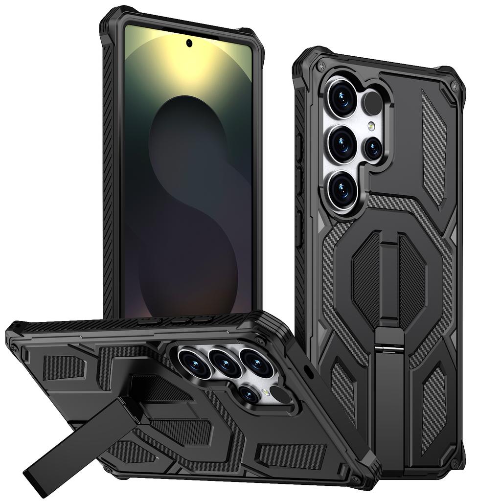 For Samsung Galaxy S24 Ultra Magnetic Case Rotating Kickstand PC + TPU Shockproof Drop-proof Phone Cover