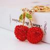 Cherry Rhinestone Car Keychain - Cute Fruit-Shaped Pendant for Women's Bag Accessories 