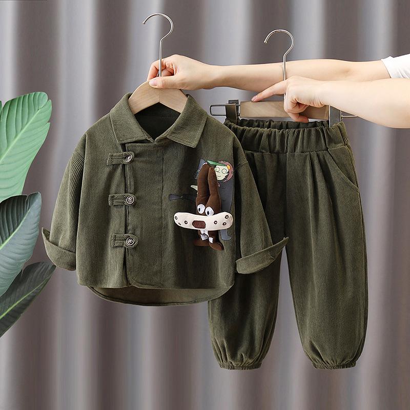 Весна и осень 0-4 года мультяшный трехмерный кролик вельветовый комплект