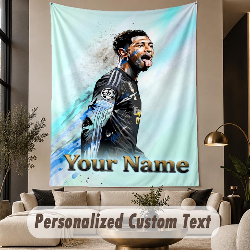 Custom Text Tapestry Jude Bellingham Print Wall Tapestry Indoor Living Room Wall Decor