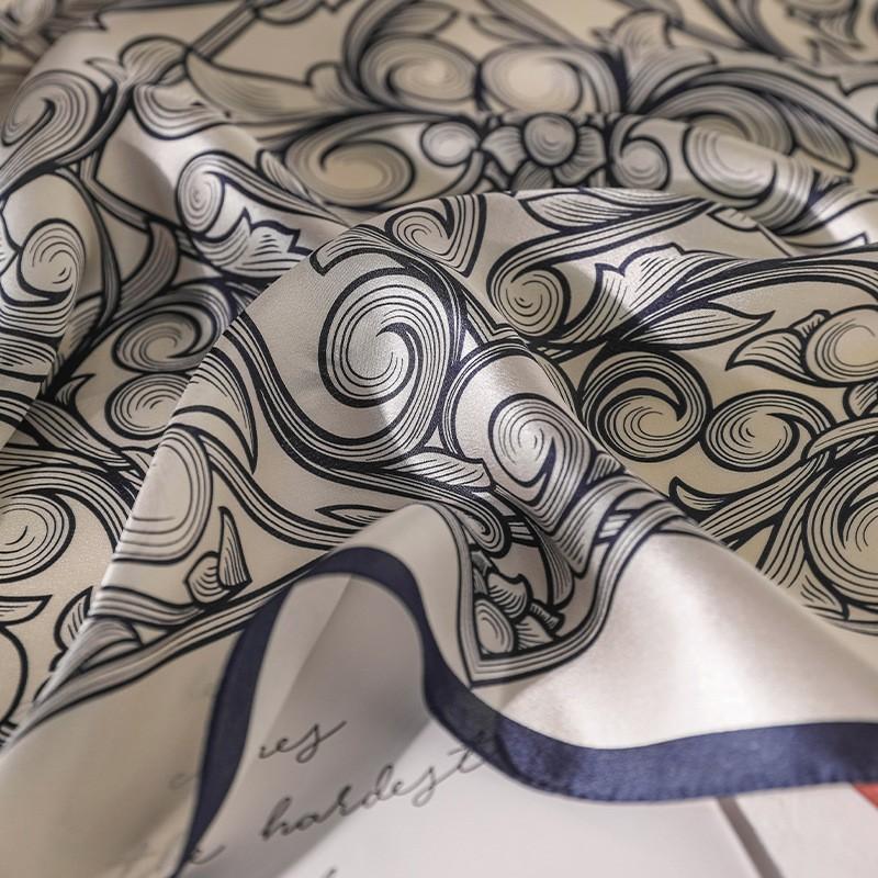 100% Pure Mulberry Silk Square Scarf Women Lightweight Printed Neck Wrap Chic Office Casual Wear