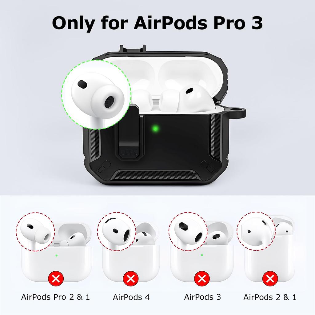 Для Airpods Pro 3 Чехол для наушников с надежной фиксацией, противоударный, жесткий корпус, полностью защитный чехол с чистящим стилусом для AirPods Pro 3