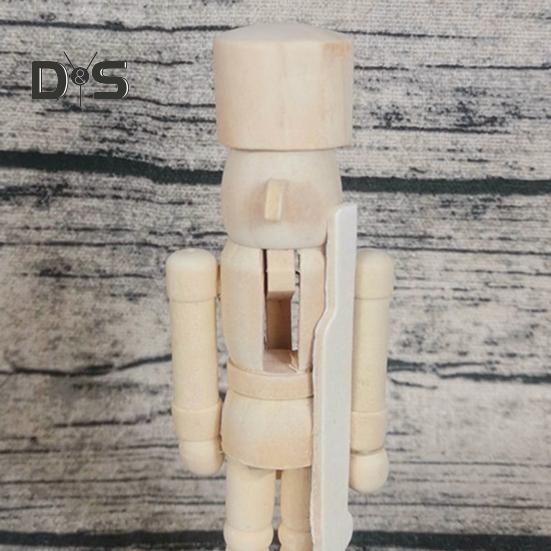6 шт. DIY Фигурка Щелкунчика Незаконченные деревянные солдатики с кисточками Краски 4.7" Рождественская фигурка Щелкунчика Солдат для DIY Покраска Домашний декор