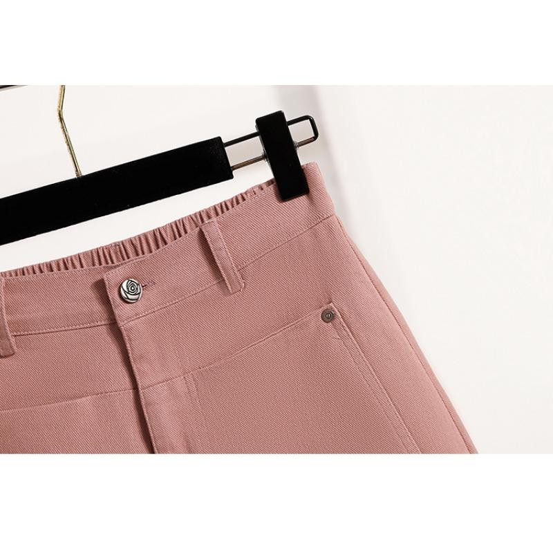 DIMANAF Plus Size 2025 Женские шорты, брюки, летние эластичные однотонные свободные джинсы-шаровары, короткие базовые брюки с высокой талией