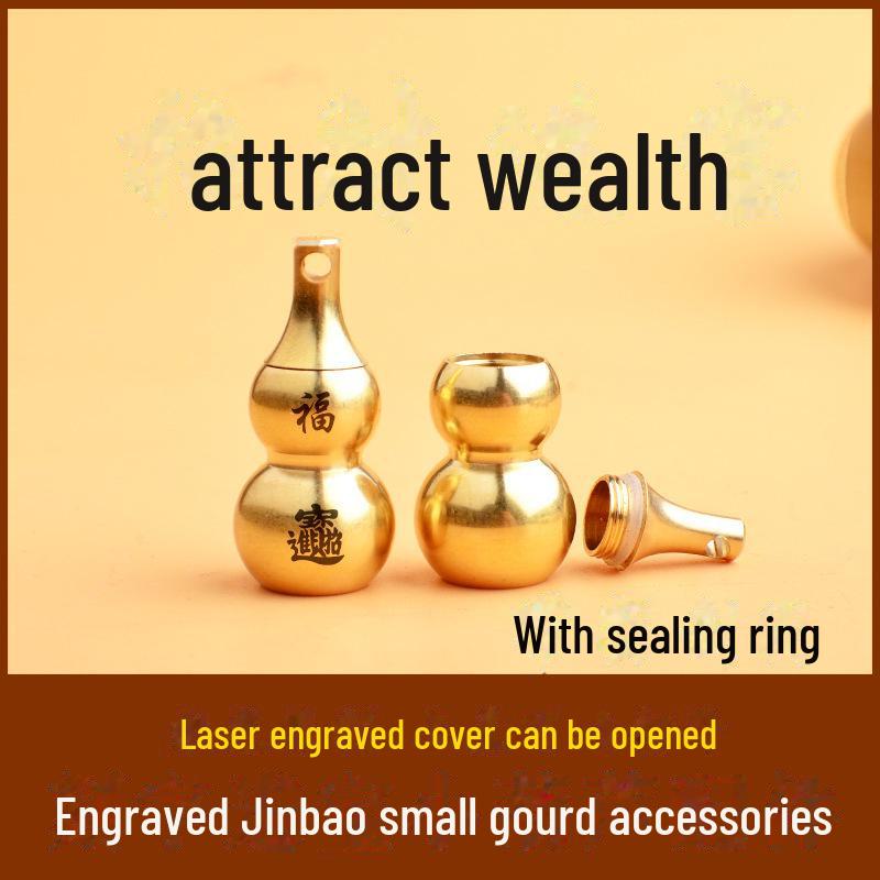 Брелок из латуни в виде тыквы со знаком зодиака, восемью триграммами и гравировкой благословения