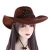 Кепки для защиты от солнца Шляпы ковбоя в западном стиле из шерсти с широкими полями Дорожные солнцезащитные кепки Летние шляпы от солнца Звезда