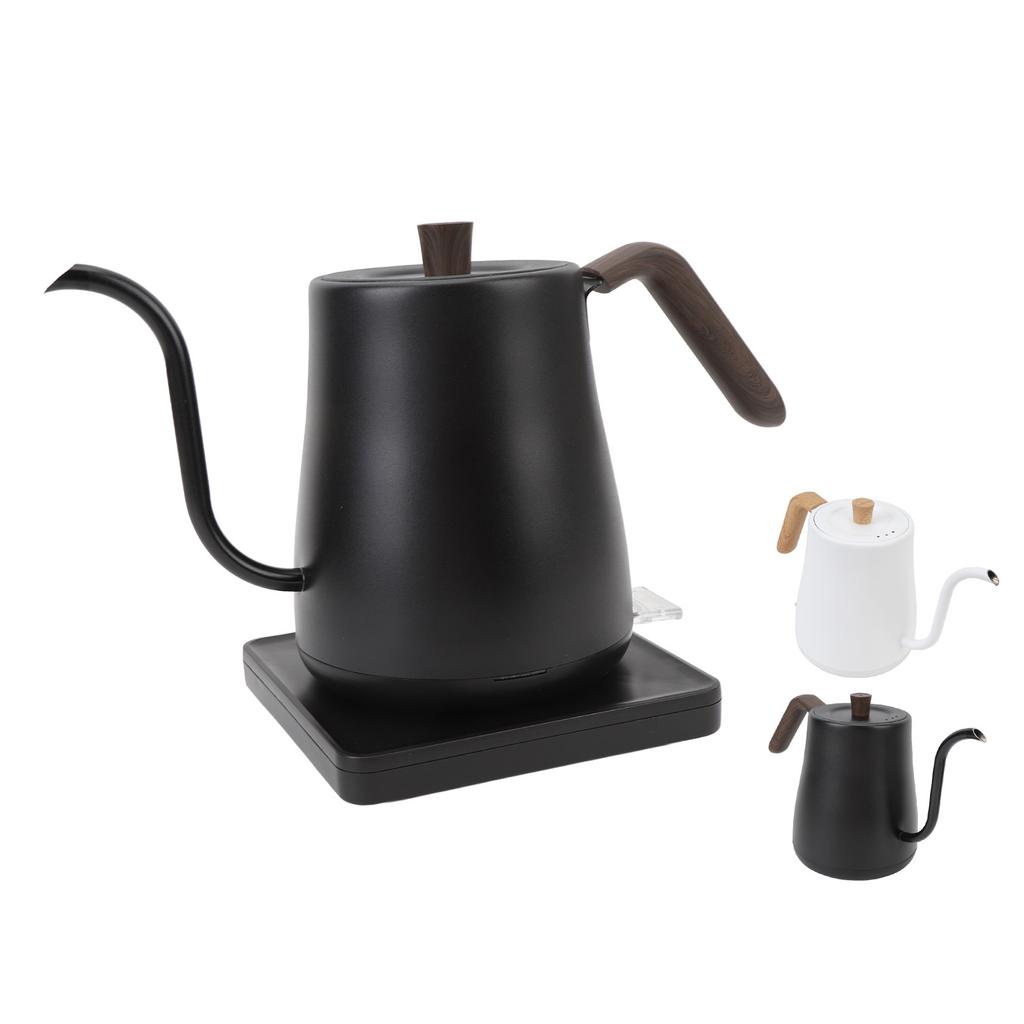 Электрический чайник с изогнутой шеей из нержавеющей стали с автоматическим отключением и эргономичной ручкой, исключающей ожоги.