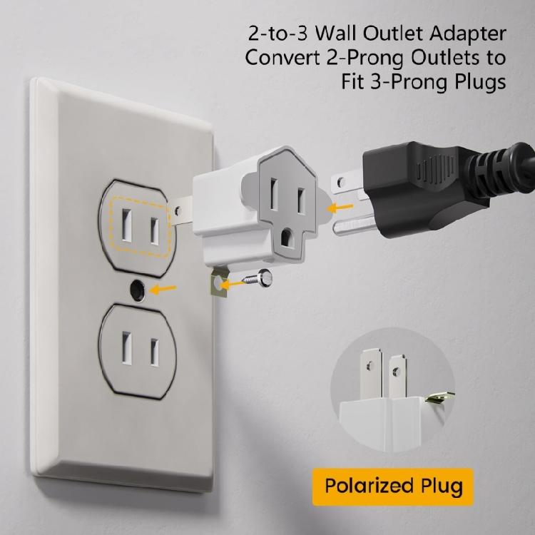 Прочный настенный адаптер-переходник с 2 на 3 штыря Розетка-адаптер Адаптер с заземлением Быстрая зарядка Дорожный адаптер Долговечный