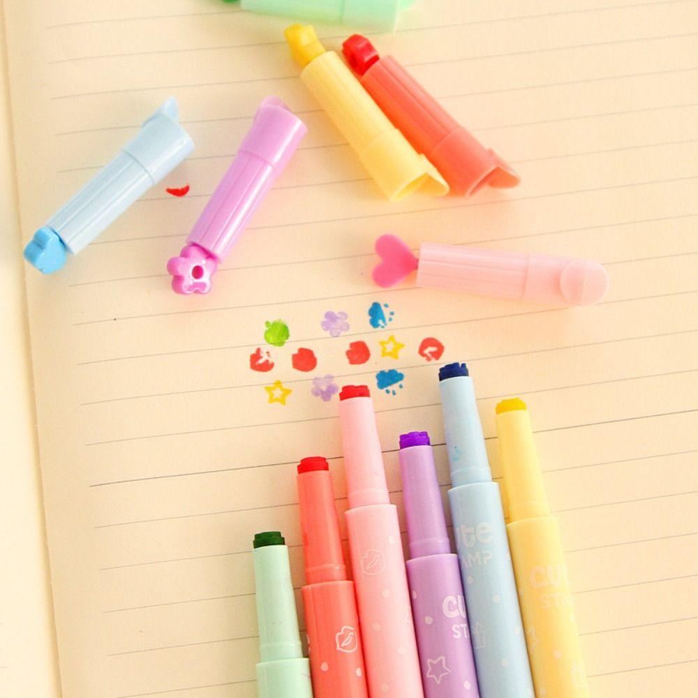 Candy Color Highlighters Pen Journal Diary Decoration Highlighter Cute Stamp