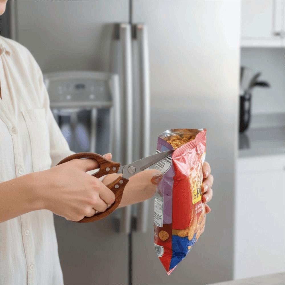 Non-Slip Barbecue Scissor Heavy Duty Ramen Scissor Durable Wood Handle Kitchen Scissor Noodle