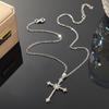 1pcs White Gold Necklace Ladies Cold Wind Set Glass Diamond Cross Copper Alloy