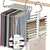 Retractable Trousers Rack Stainless Steel 9-Layers Multi-functional Folding Clothes Pants Hangers Space Saving Closet Organizer